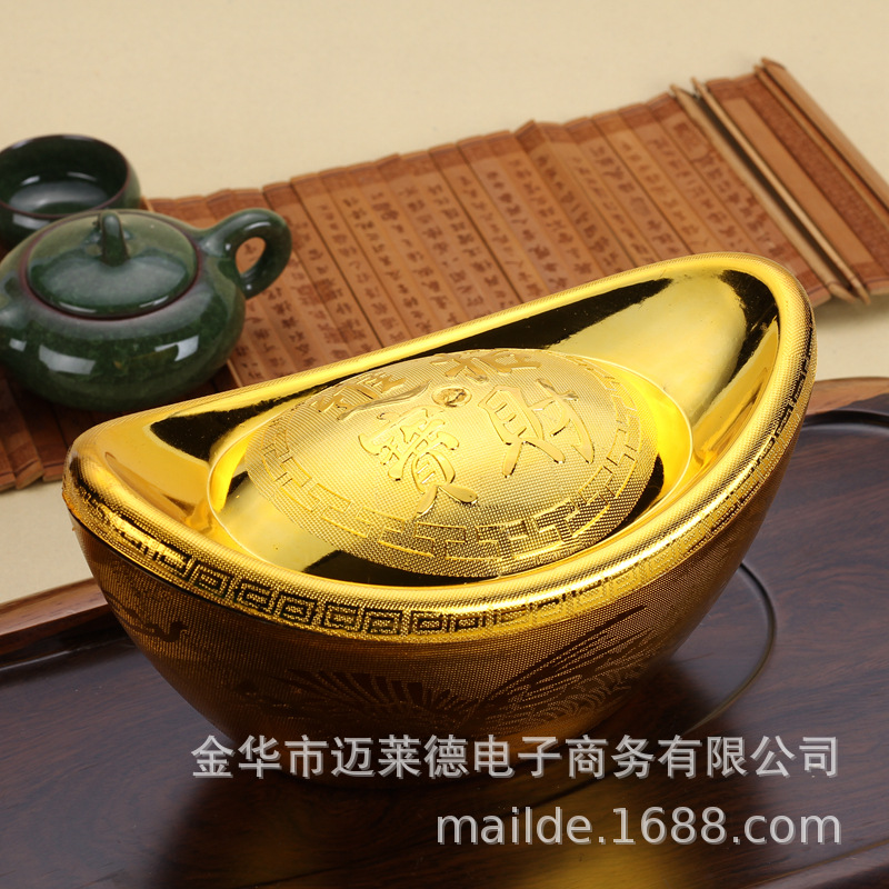Gold Ingot Ornaments to Attract Wealth, Simulated Large Ingot Props, Hollow Festive Decorations, New Year's Day Ingot Candy Box