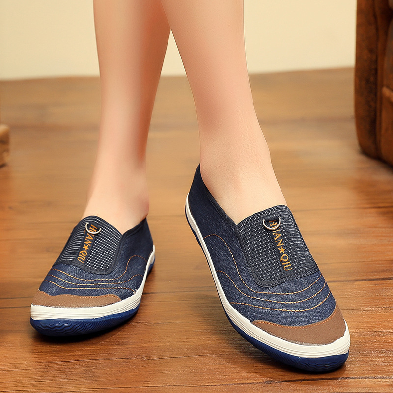 Women's Shoes 2025 Spring New Flat Fashionable Casual Slip-on Single Shoes Middle-aged and Elderly Cloth Shoes Non-slip Soft Sole