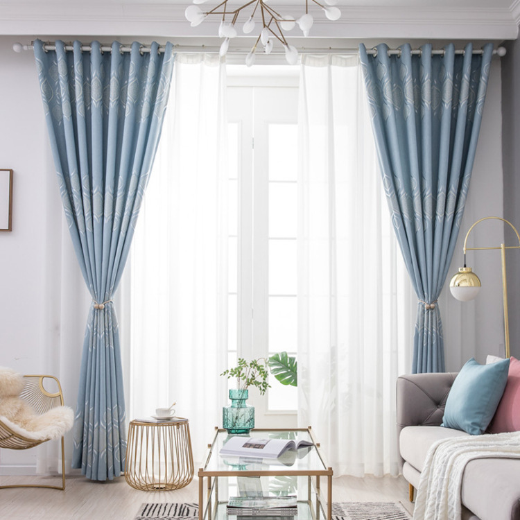 New Bamboo Cotton Curtains Finished Jacquard Curtains Finished Blackout Cloth Factory Direct Sales Scandinavian Living Room Bedroom Balcony
