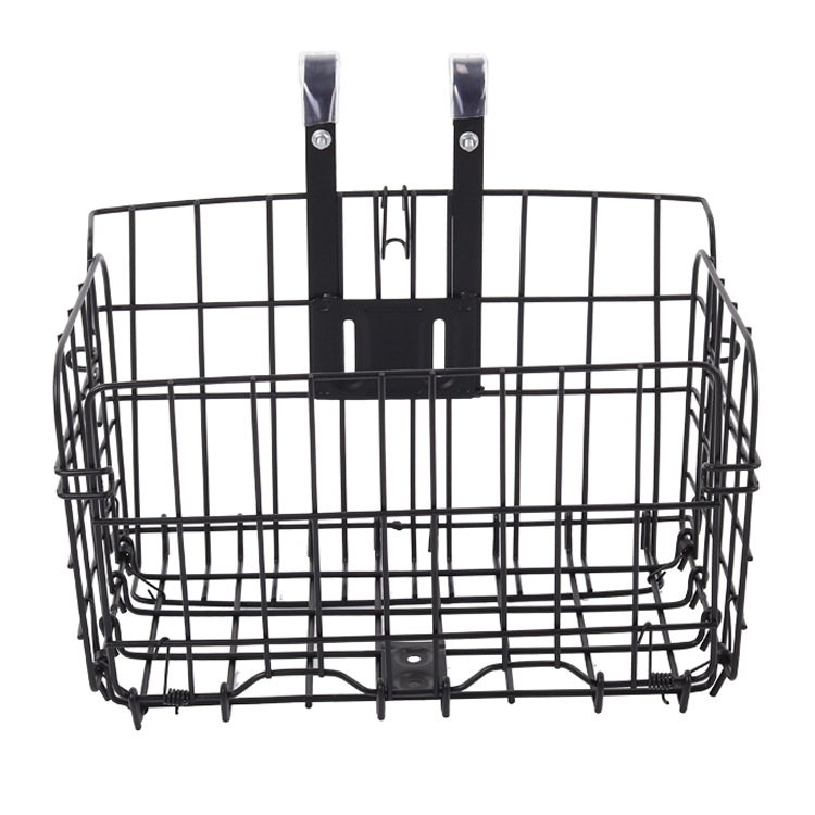 Factory Direct bicycle front and rear folding iron basket hanging blue mountain bike basket lengthened can be made