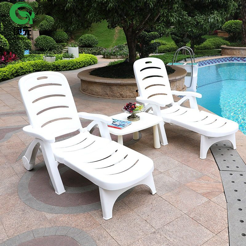 Пластиковый пляжный стул для отеля, виллы, уличный стул у моря, портативный складной реклайнер, кофейный столик, оптовая продажа