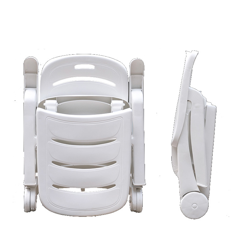 Outdoor Chair Plastic Beach Chair Hotel Villa Outdoor Seaside Swimming Pool Portable Folding Recliner Coffee Table Wholesale