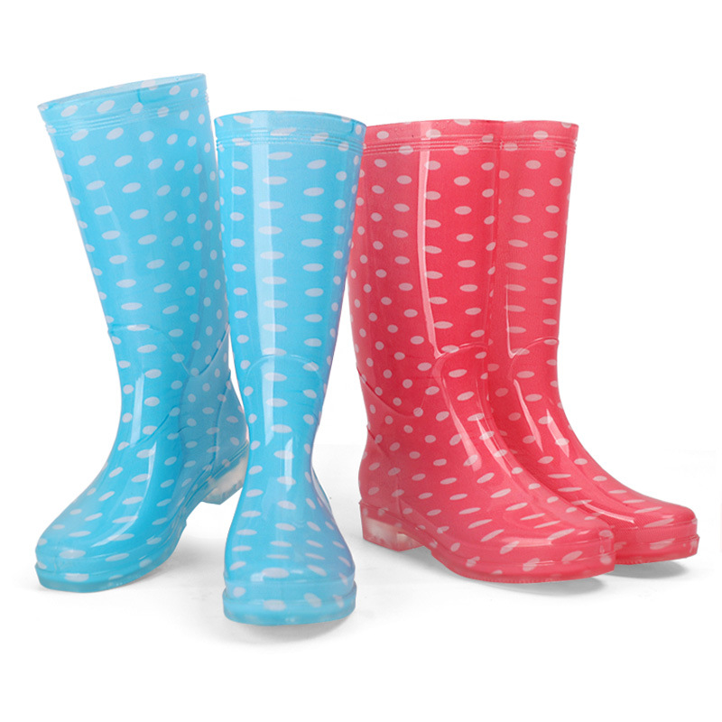 Hot sale adult non-slip waterproof wear-resistant fashion high barrel rain boots plus velvet cotton water shoes PVC rain boots ladies