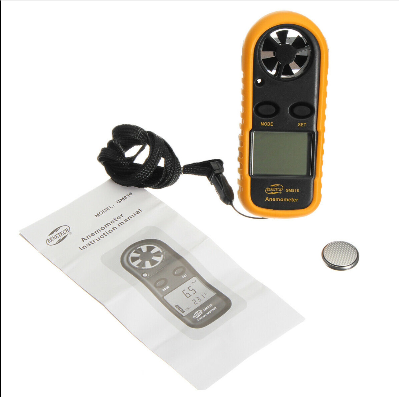 GM816 mini anemometer portable digital style wind temperature instrument anemometer wind meter