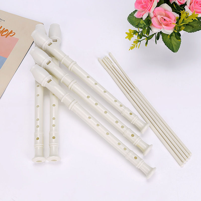 Оптовая продажа белой ПВХ флейты с шестью отверстиями для детей, игрушечная флейта, поставка для двухдолларового магазина
