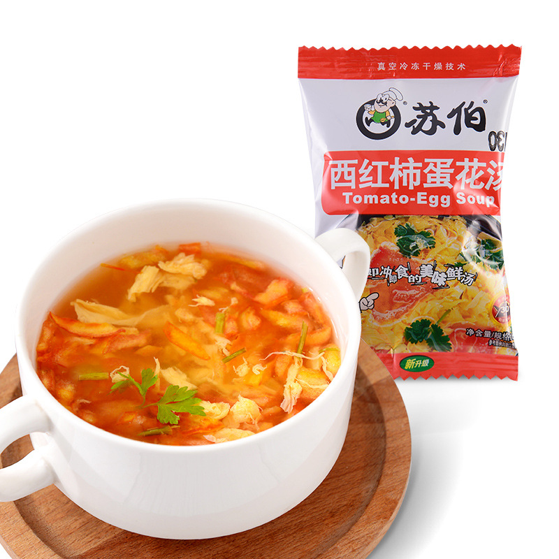 Subo Egg Flower Soup 6g Tomato Egg Flower Soup 100 Servings Freeze-dried Ready-to-eat Convenient Vegetable Fast Food