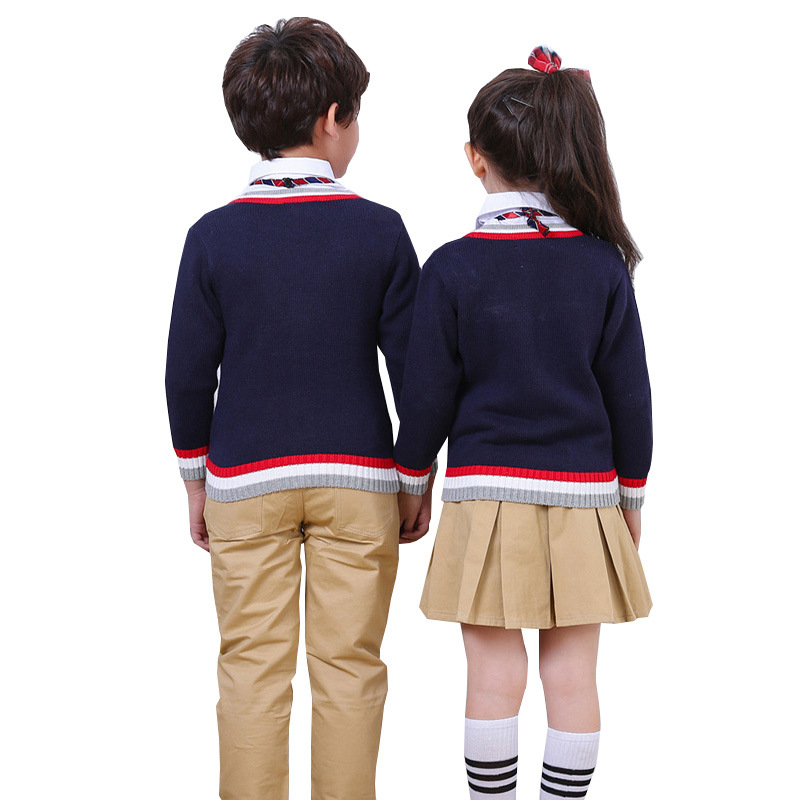 Children's Sweater British Style Sweater Primary and Secondary School Students' School Uniform Knitted Sweater Kindergarten Garden Clothes