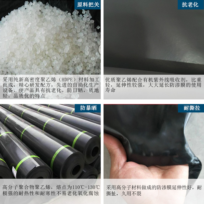 Raw Material Anti-Seepage Membrane for Fish Ponds, Special Waterproof Fabric for Breeding and Water Storage Tanks, Geomembrane for Lotus Ponds, Black Plastic Thin Plastic Film