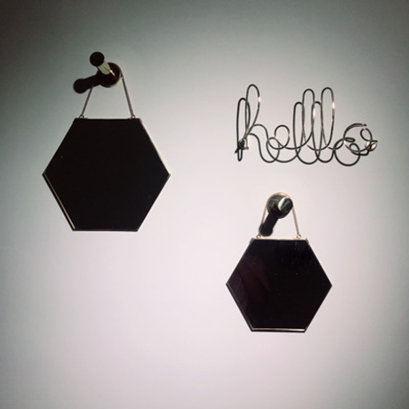 Scandinavian Style Brass Wall-Mounted Mirror Geometric Normcore Metal Copper Frame Hanging Mirror Wall Entrance Bathroom Vanity Mirror