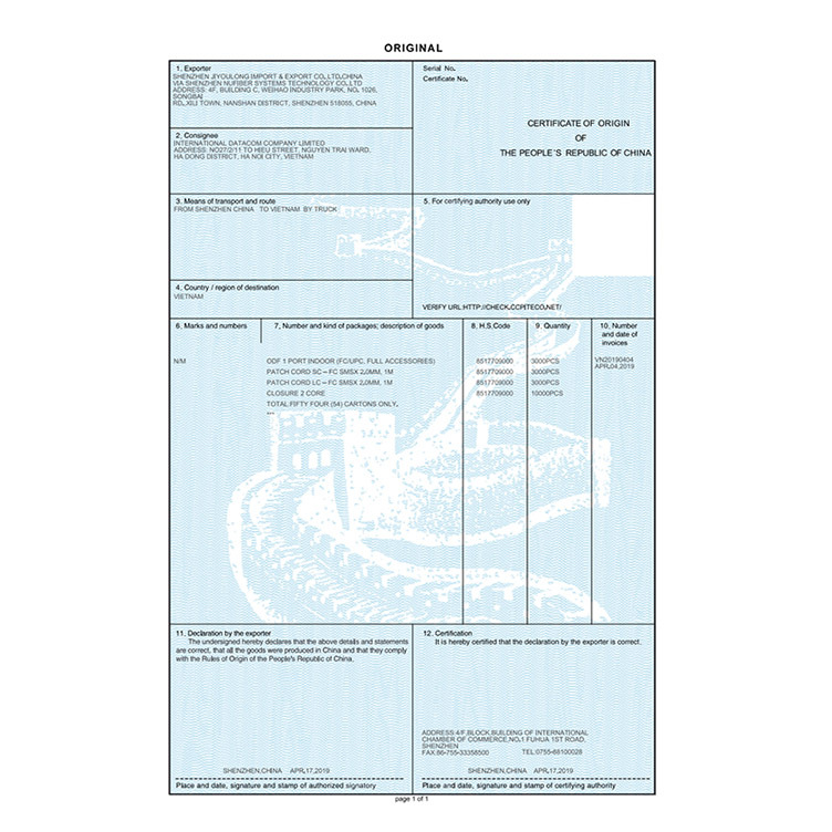 Сертификат происхождения, сертификат оригинальности Coco, бизнес