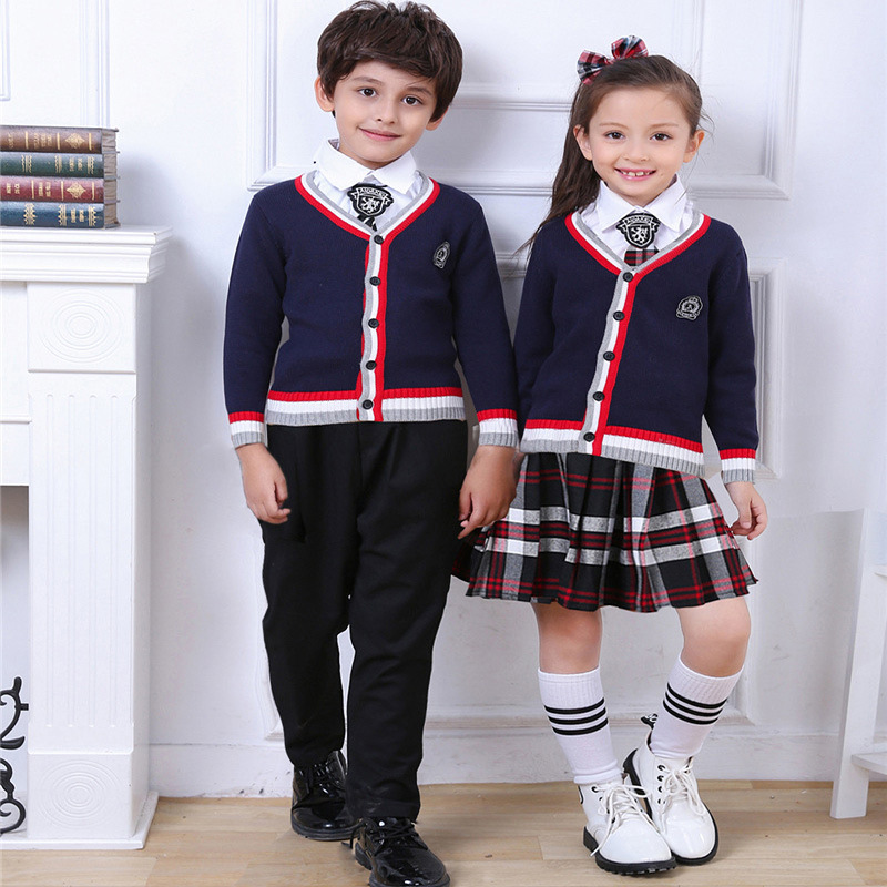 Детский свитер в британском стиле для школьников, вязаный свитер, форма для начальной и средней школы, одежда для детского сада