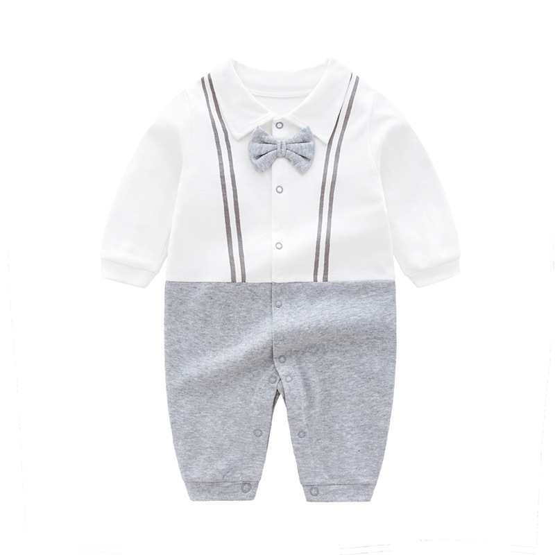 Newborn Baby Clothes Spring & Fall Baby Boy Jumpsuit 0-6 Months 100 Days 9 Infants Full Moon Gentleman Crawling Suit