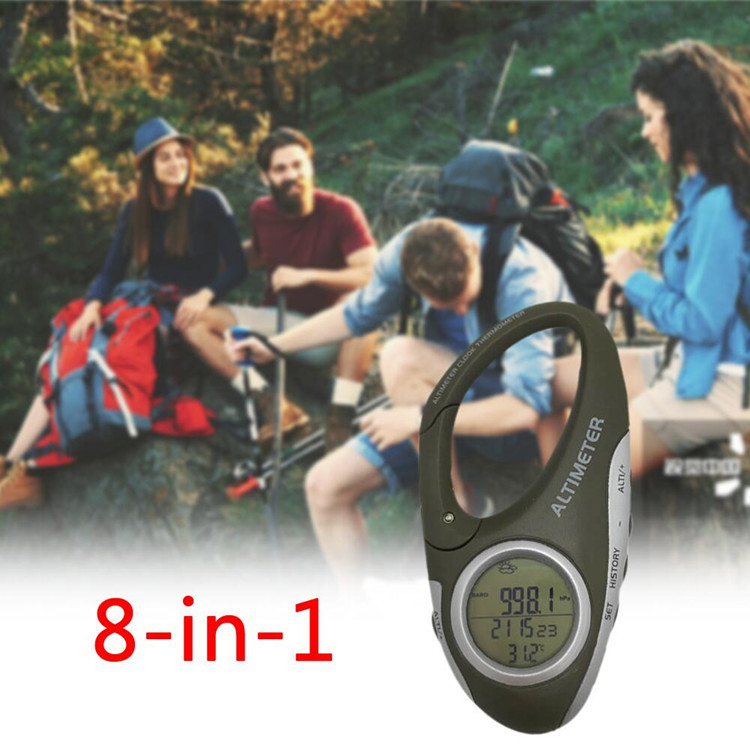 Carabiner Handheld Electronic Altimeter Barometer Altitude Gauge Thermometer Outdoor Fishing Barometer