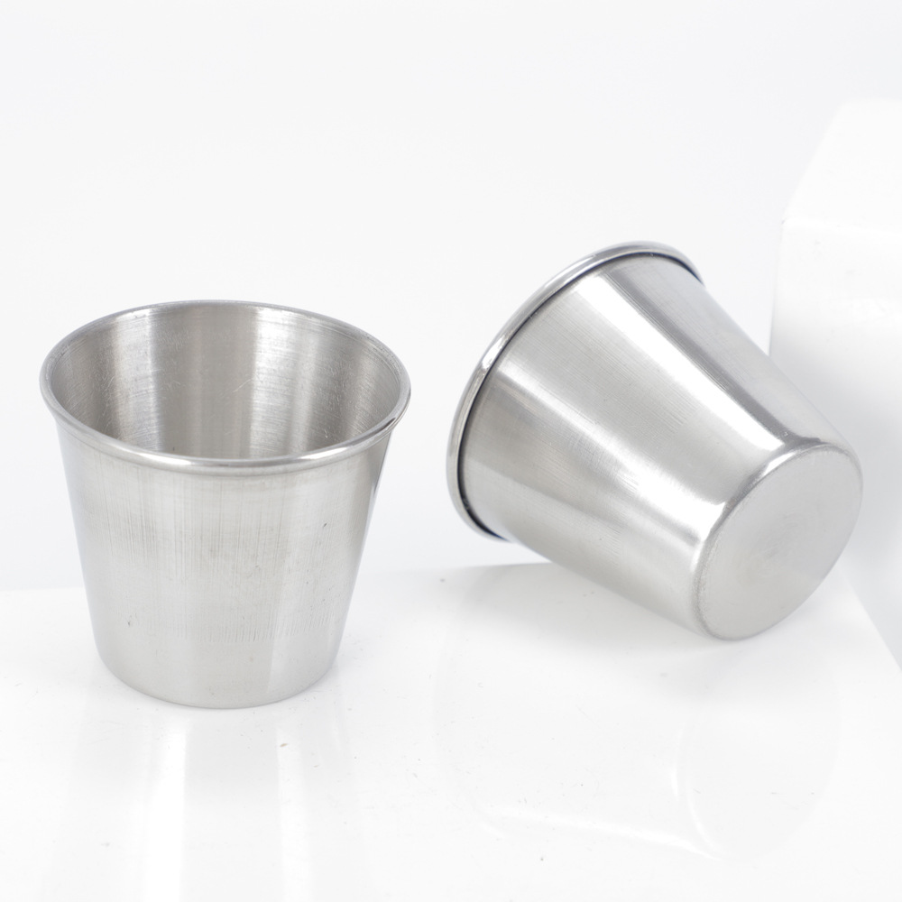 Cross-Border Stainless Steel Cup Sauce Cup Portable Outdoor Portable Curled Edge 45ml Small Wine Cup Commercial Wine Cup Manufacturer