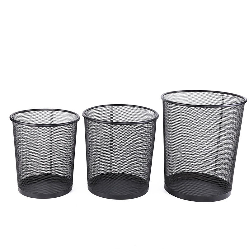 Hot Selling wire mesh metal uncovered trash can paper basket office household round wastebasket wholesale