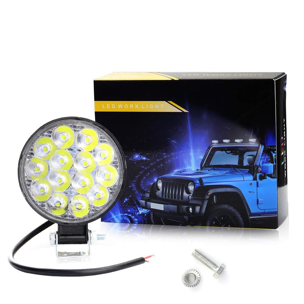 DXZ car LED work light Mini Round 14 light 42W engineering auxiliary modification headlight engineering spotlight