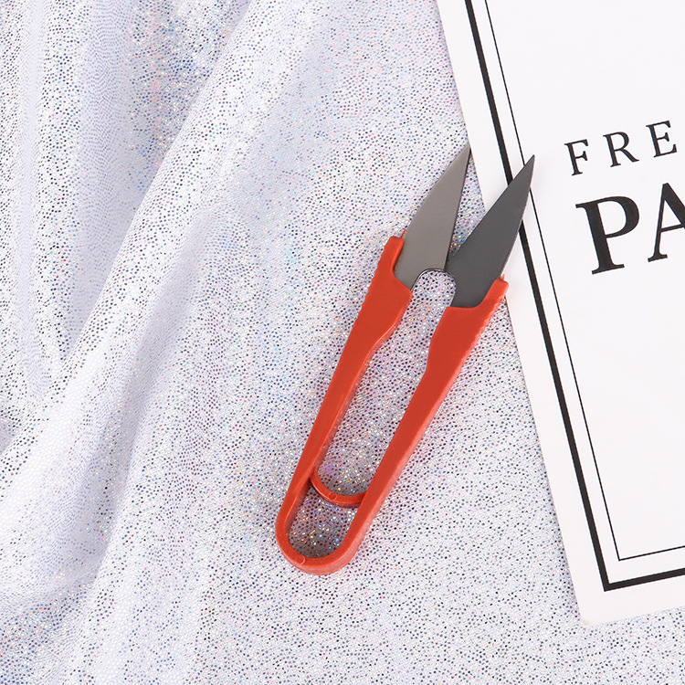 Plastic handle color yarn scissors factory wholesale U-shaped spring scissors sewing thread scissors cross stitch small scissors