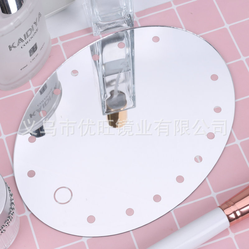 LED lamp mirror Net red makeup mirror lens processing Oval dressing mirror LED desktop makeup mirror lens wholesale