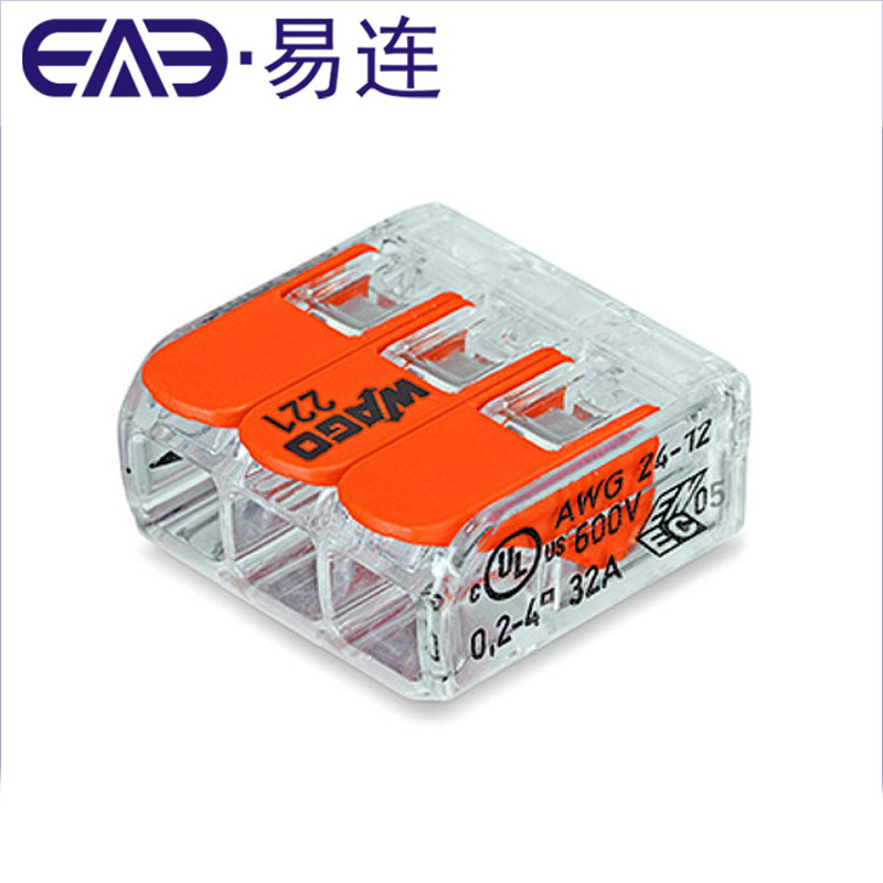 wago221-4.13 миллионов Быстрый терминал 5-канальный быстрый терминал для мягкого и жесткого провода без сварки