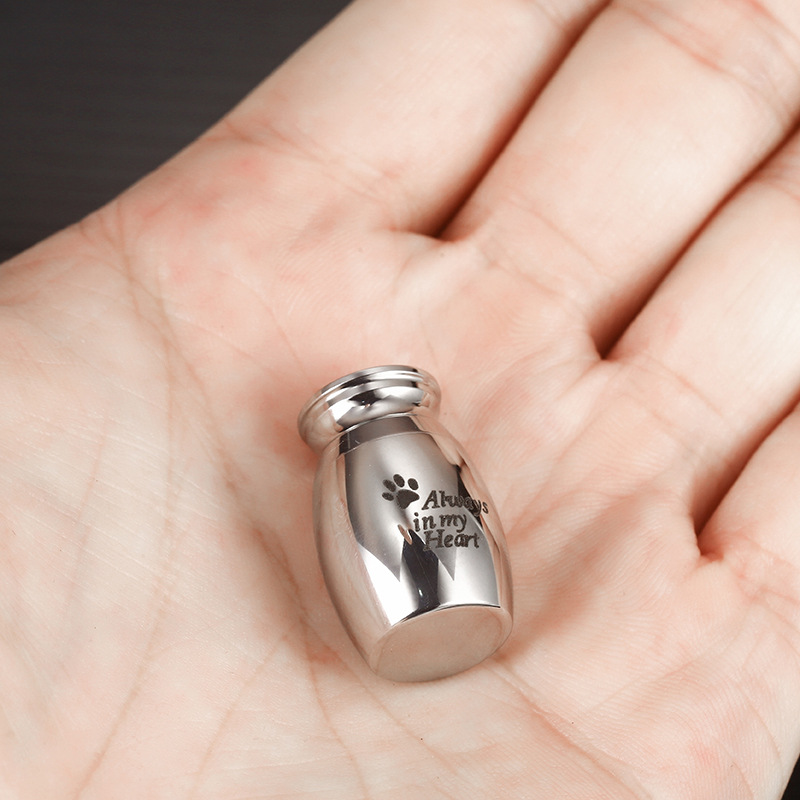 Оптовая продажа маленьких декоративных бутылочек для духов, серебряная металлическая урна с отпечатком лапы собаки, мемориальная урна для домашних животных