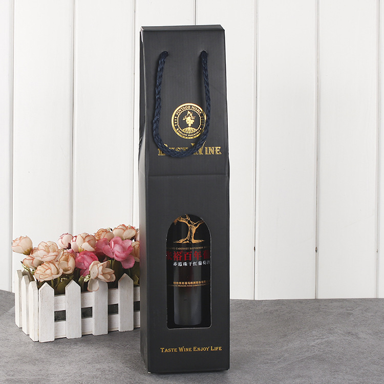 Ready-Made Red Wine Box Single Bottle Double Bottle Wine Packaging Box Red Wine Paper Bag Folding Paper Box New Year's Gift Box