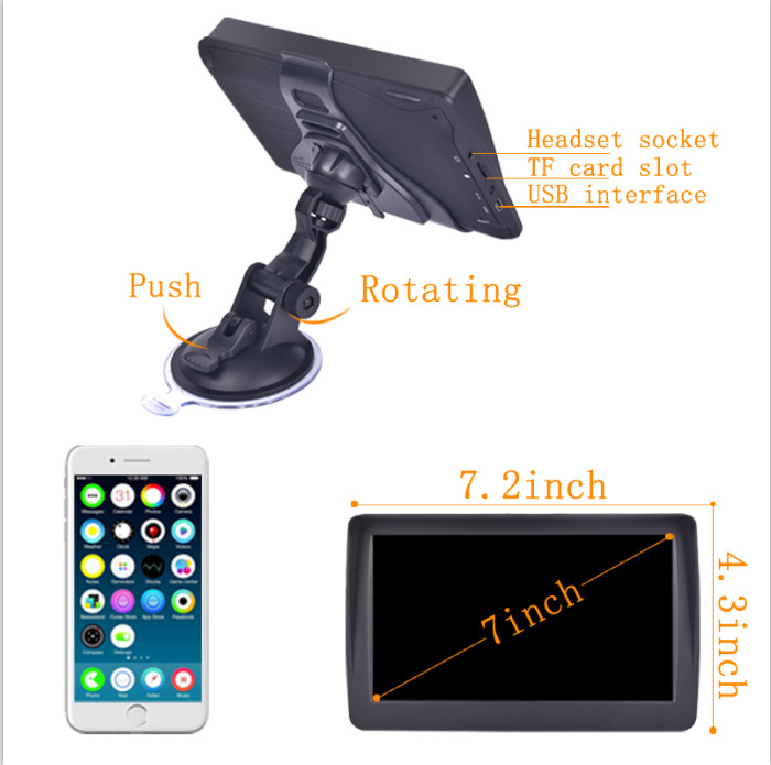 Cross-Border E-Commerce Portable Car Gps Navigation 7inch Hd Car Truck European British North America