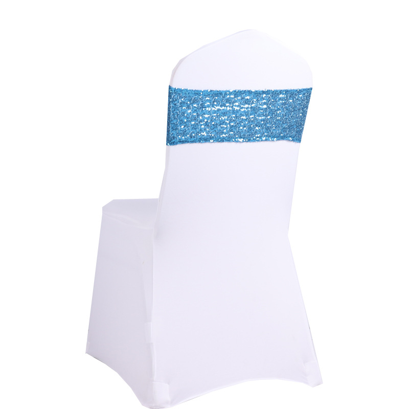 New European Style Elastic Bandage Sequin Bow Hotel Wedding Banquet Table Chair Cover Tie-free Backrest Flower