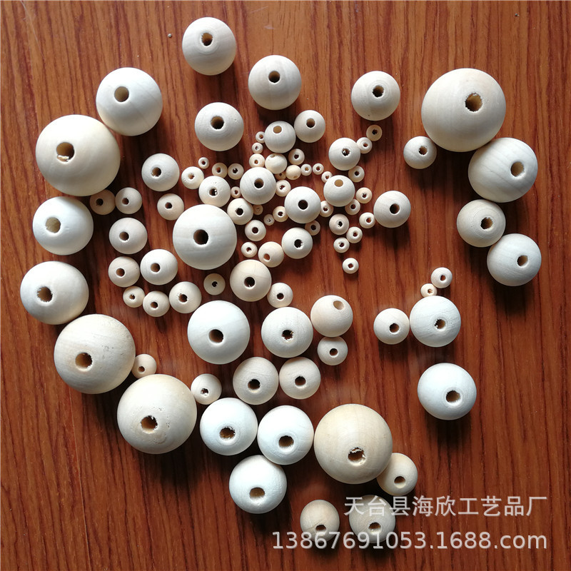 Factory wholesale Lotus round beads natural color Perforated wood beads wood beads 4-60mm loose beads DIY accessories