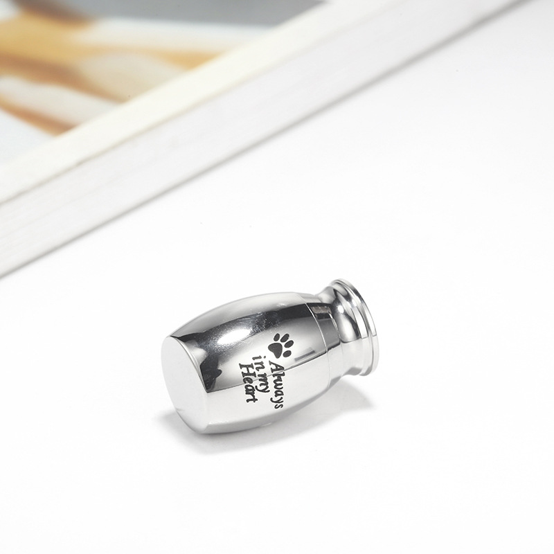 Spot wholesale perfume bottle small ornaments silver metal dog paw print urn jar Memorial pet funeral urn