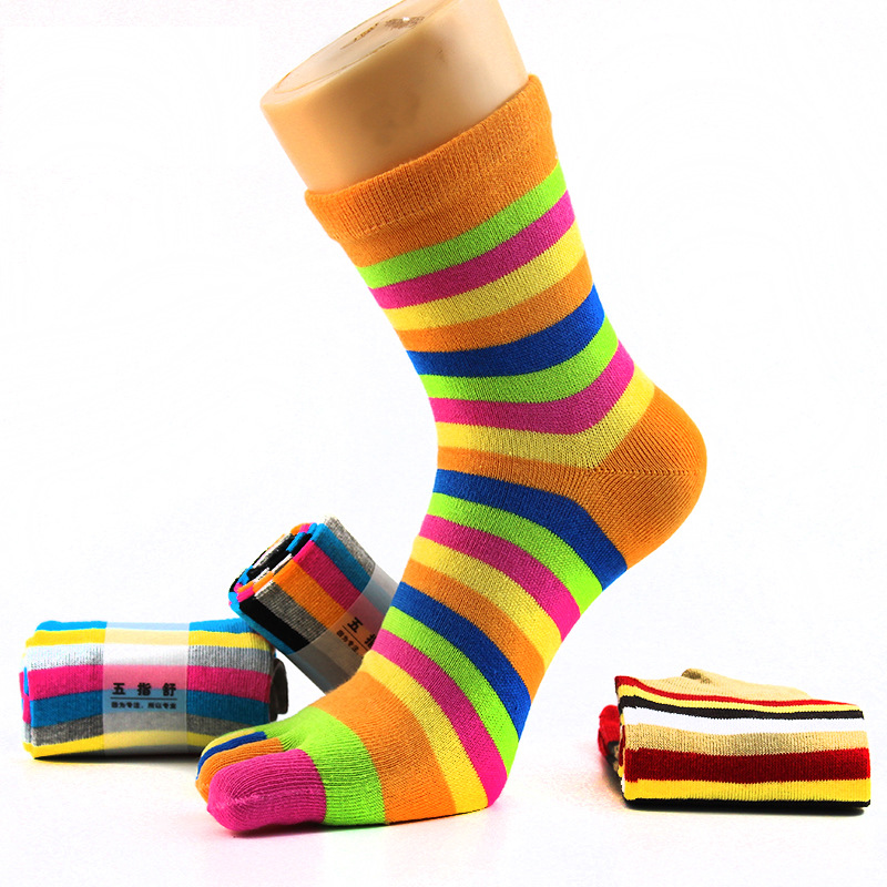 Five-Finger Socks for Women, Cotton Mid-Tube Colorful-Finger Cotton Socks, Four-Season Manufacturer Wholesale Processing, Sweat-Absorbent and Anti-Five-Toe