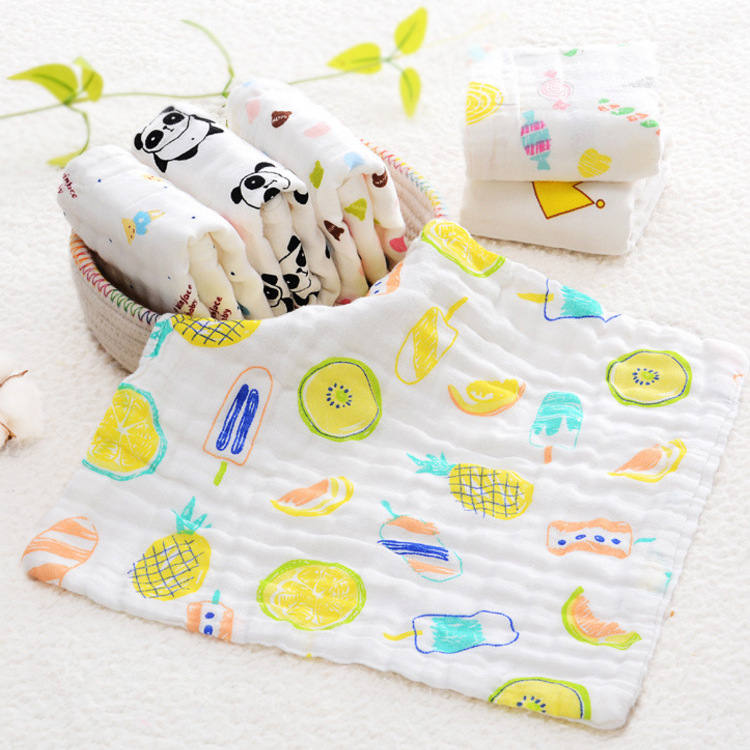 High-Density Pure Cotton Gauze Baby Saliva Towel 25*25cm Infant Baby Feeding Mouth Wiping Small Square Towel Soft