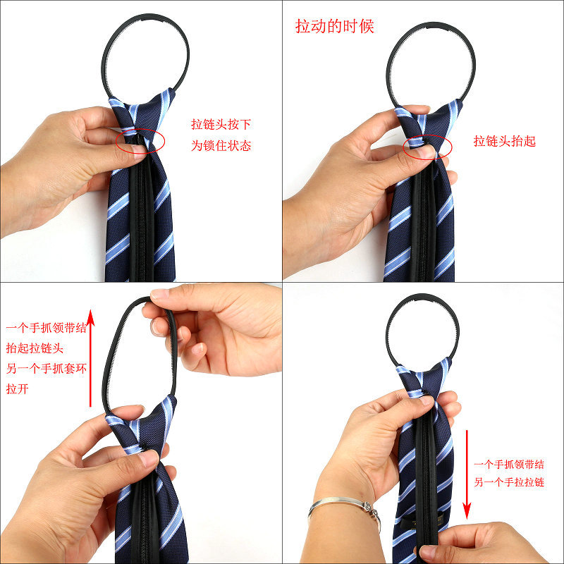Tie Men's Formal Dress Business Groom Wedding Student Female Professional Shirt Red Black Blue Convenient Zipper Lazy