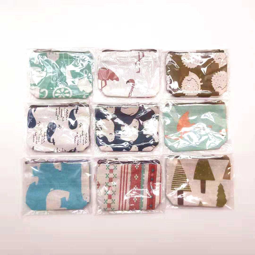 Factory Direct Supply Fresh Cartoon Key Bag Cotton and Linen Coin Purse Simple Printed Canvas Coin Bag Retro Storage Bag