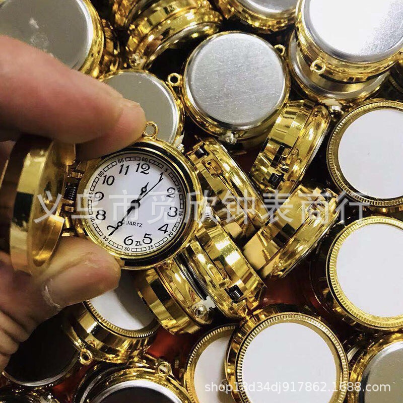 Cartoon Rotating Pocket Watch Children's Student Gyro Rotating Quartz Hanging Watch Retro Flip Necklace Animation Peripheral Pendant