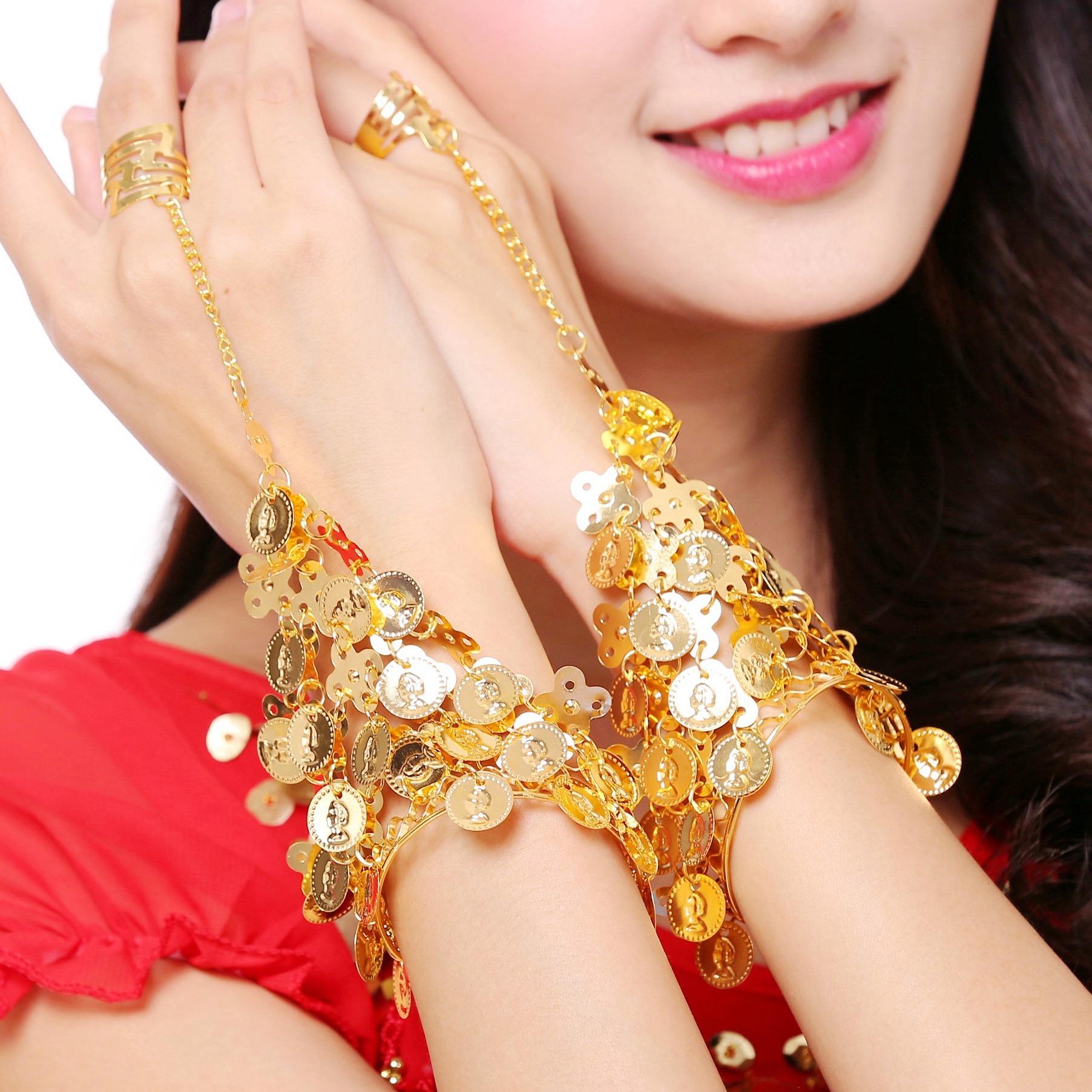 Belly Dance Costume Accessories Ring Bracelet Indian Dance Performance Accessories Jewelry Ring Bracelet Bracelet Dance Performance