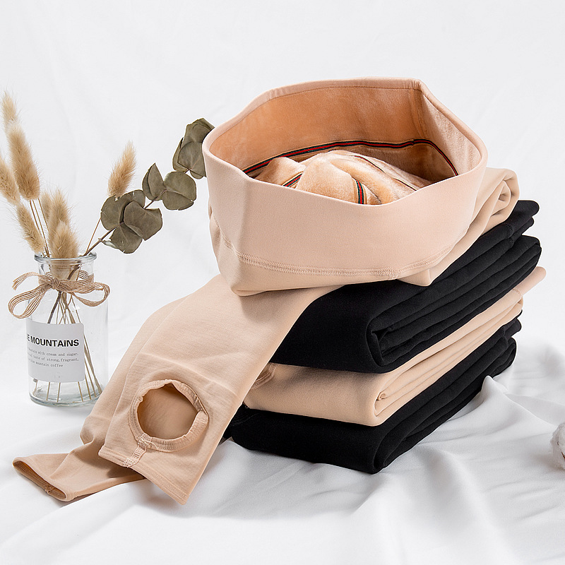 Far East Autumn and Winter Bare Legs Large Size Fleece-Lined Thickeneded Leggings for Fat Girls Outer Wear Plus Fat Enlarged Warm Pants 9306