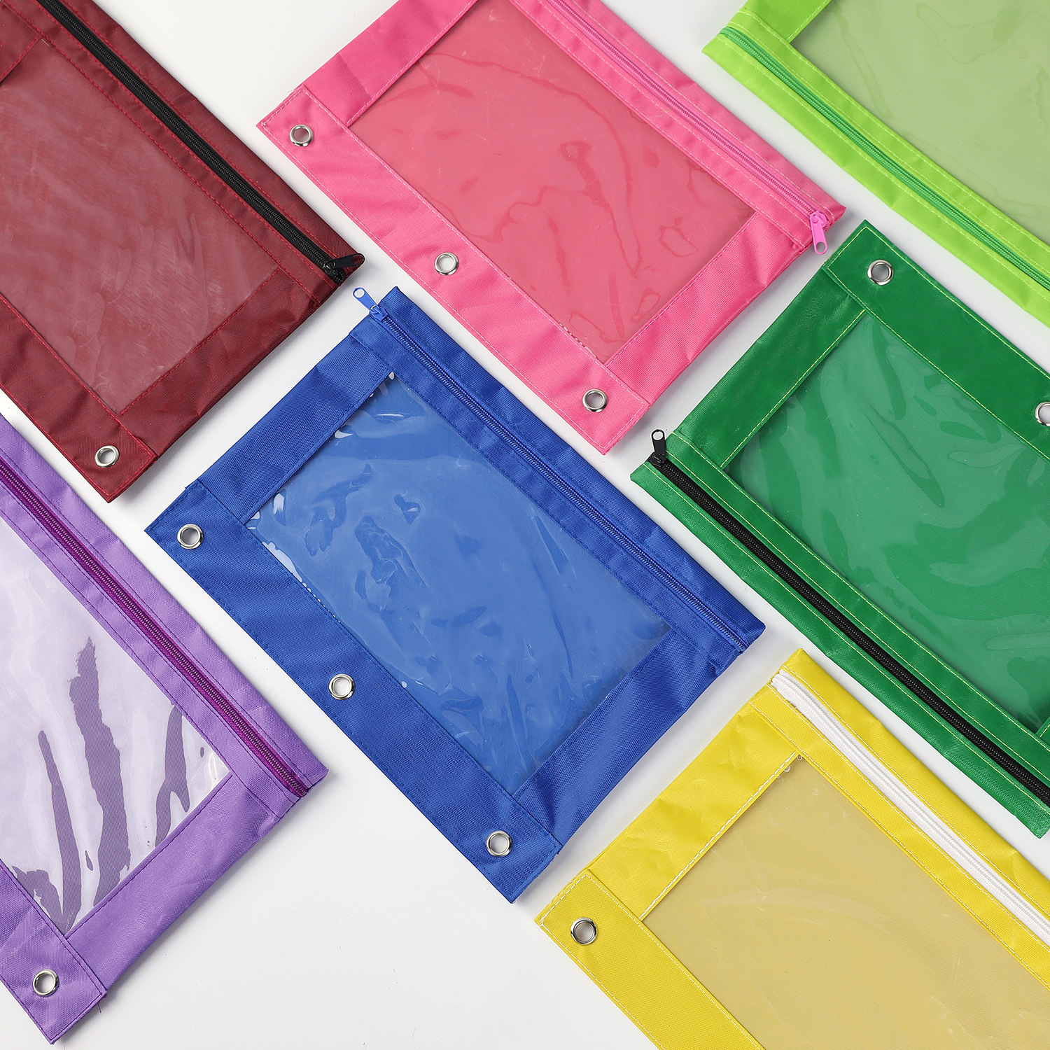 Three-hole Document Bag Pen Bag Oxford Fabric Air Eye Binder Office B5 Stationery Bag Large Capacity Pencil Bag Storage Bag