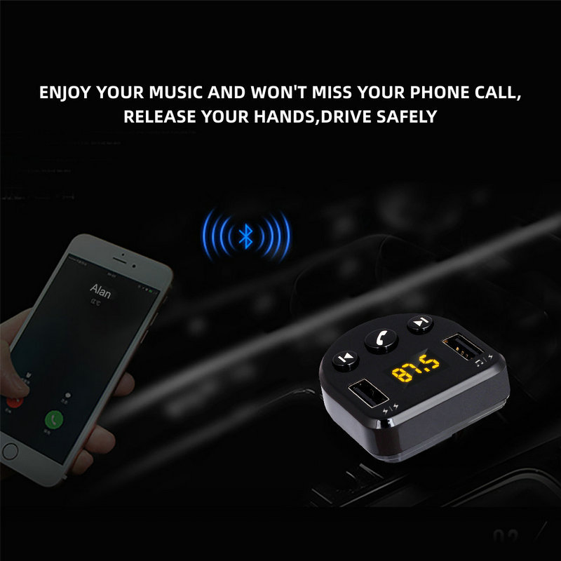 T852 Car Mp3 Smart Dual USB Bluetooth Receiving Playback Hands-Free Car Charger Fm Transmitter Phone Charger