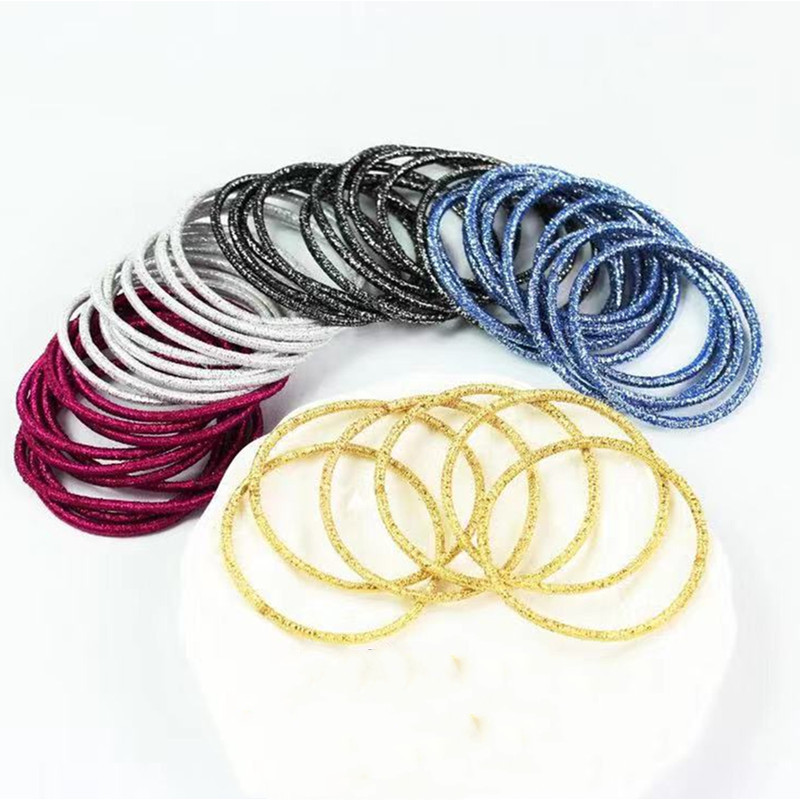 Cross-Border Labeling 2mm Glitter Kidsren's Rubber Band European and American Christmas Headband Golden Seamless Hair Band Plus Onion Basics