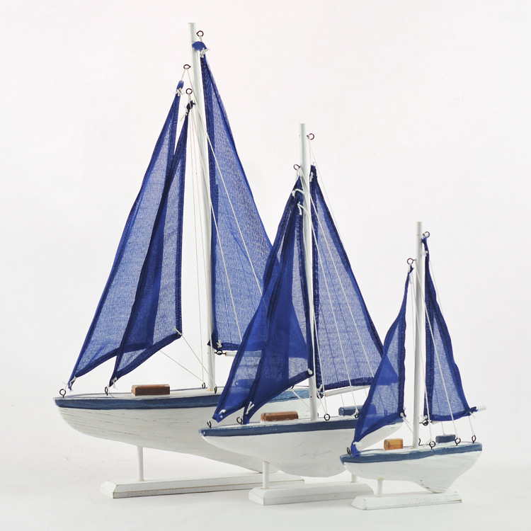 Canvas Single Sailing Mediterranean Style American Boat Solid Wood Sailing Ornaments Net Boat Modern Home-Murray