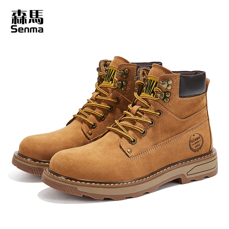 Senma Men's Shoes Martin Boots Men's Work Boots 2025 New Retro British Style Trendy Versatile High-Top Shoes Men's Boots