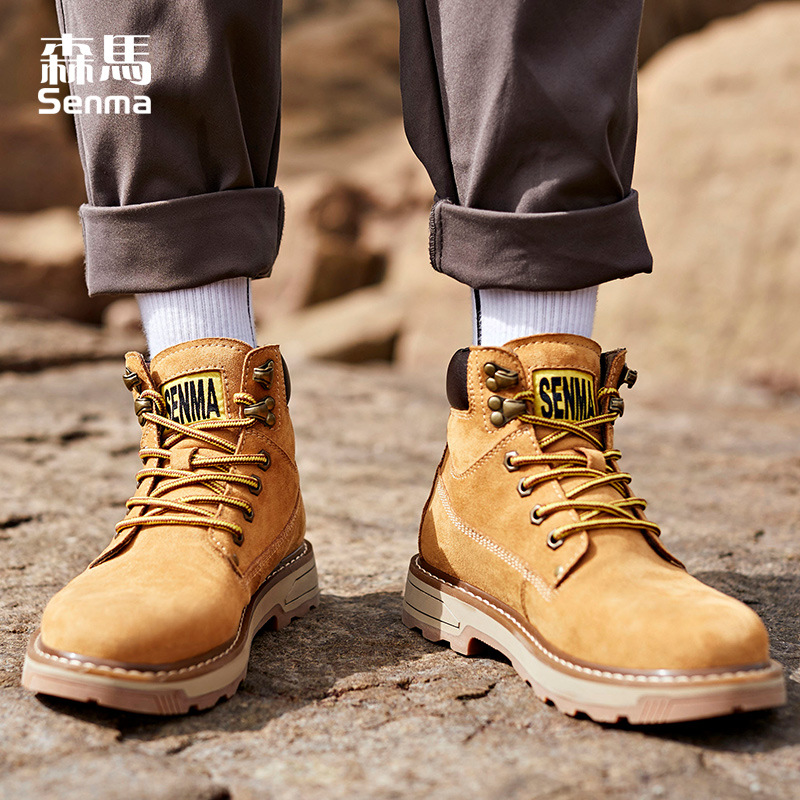 Senma Men's Shoes Martin Boots Men's Work Boots 2025 New Retro British Style Trendy Versatile High-Top Shoes Men's Boots