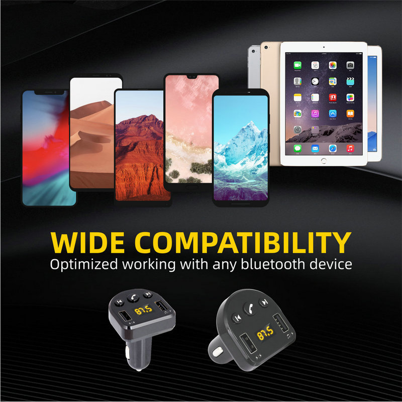 T852 Car Mp3 Smart Dual USB Bluetooth Receiving Playback Hands-Free Car Charger Fm Transmitter Phone Charger