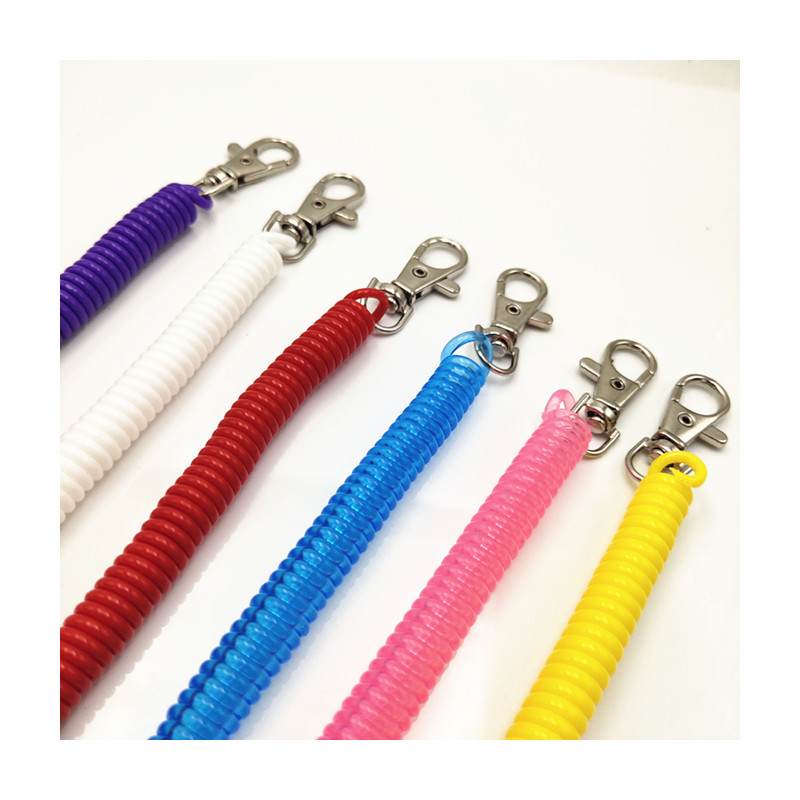 Factory wholesale keychain color telephone line mobile phone lanyard spring telescopic safety anti-loss rope plastic spring rope