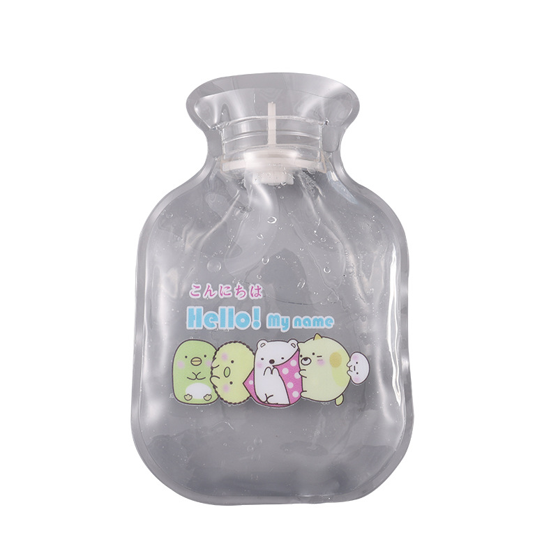 Cute Animal Cartoon Pattern Transparent Water-Filled Hot Water Bottle Winter Warm Portable Safe Explosion-Proof Skin-Friendly Hot Water Bottle