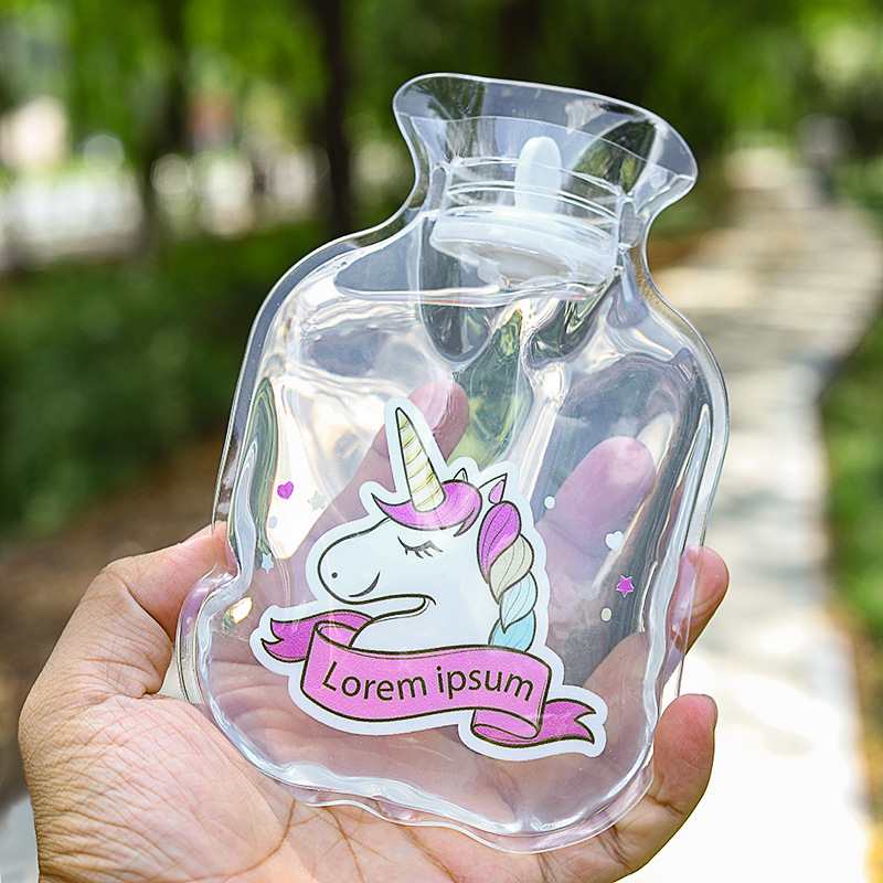 Прозрачная водяная грелка с милым мультяшным рисунком, зимняя, портативная, безопасная, взрывозащищенная, дружелюбная к коже