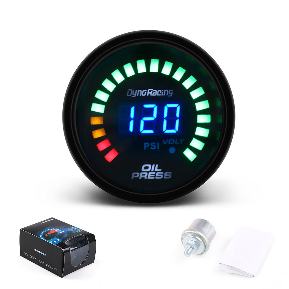 Car modification hydraulic strap sensor 12v Universal racing meter LED Scale + digital display 52MM