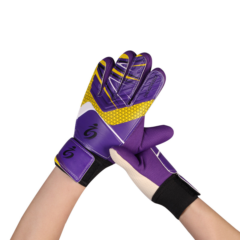 613 Children's Football Goalkeeper Gloves Double-Sided Latex with Finger Guard Professional Goalkeeper Gloves Manufacturer Wholesale