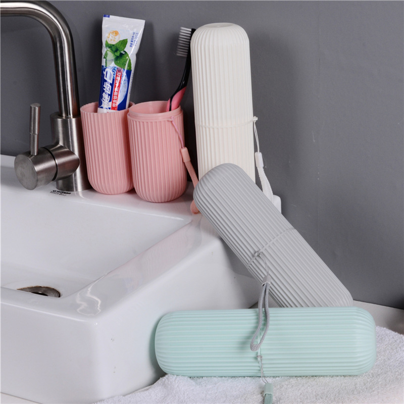 Vertical Stripes Travel Wash Cup Toothbrush Cup Toothpaste Storage Box Portable Toothbrush Box Toothbrush Bucket Simple Mouthwash Cup