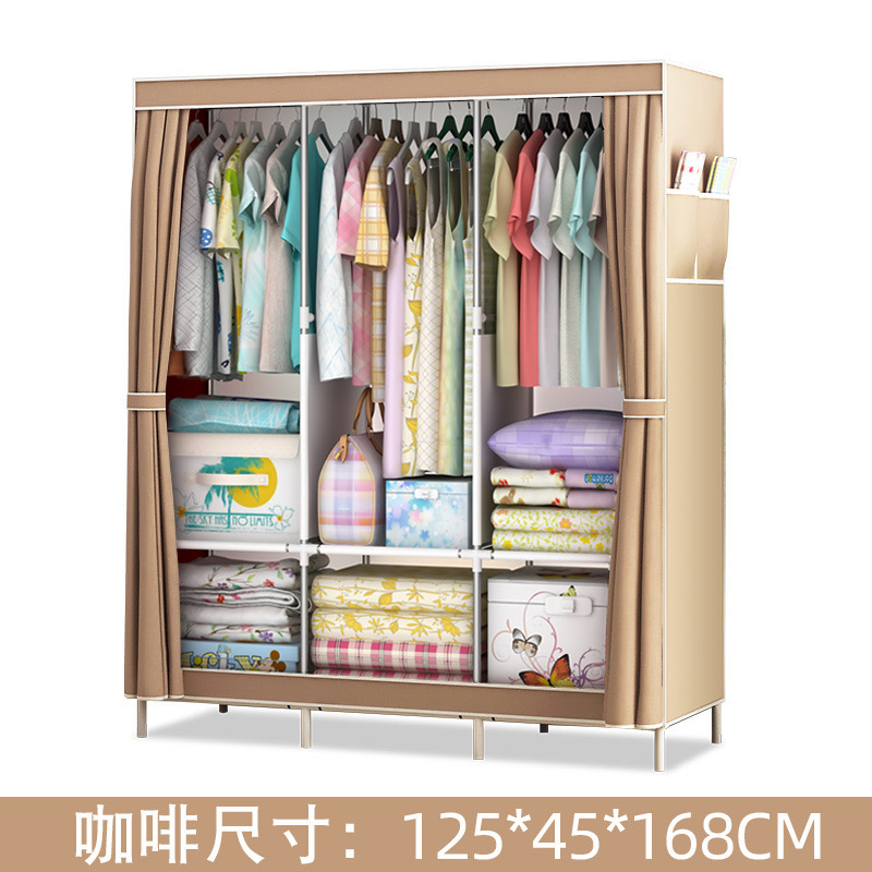 Ya Ruifan Reinforced Simple Cloth Wardrobe Storage Closet Dustproof Wardrobe Dormitory Steel Frame Reinforced Simple Modern Combination